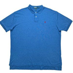 Blue w/Red Logo Polo Ralph Lauren The Iconic Polo Short Sleeve Shirt - Sz XL